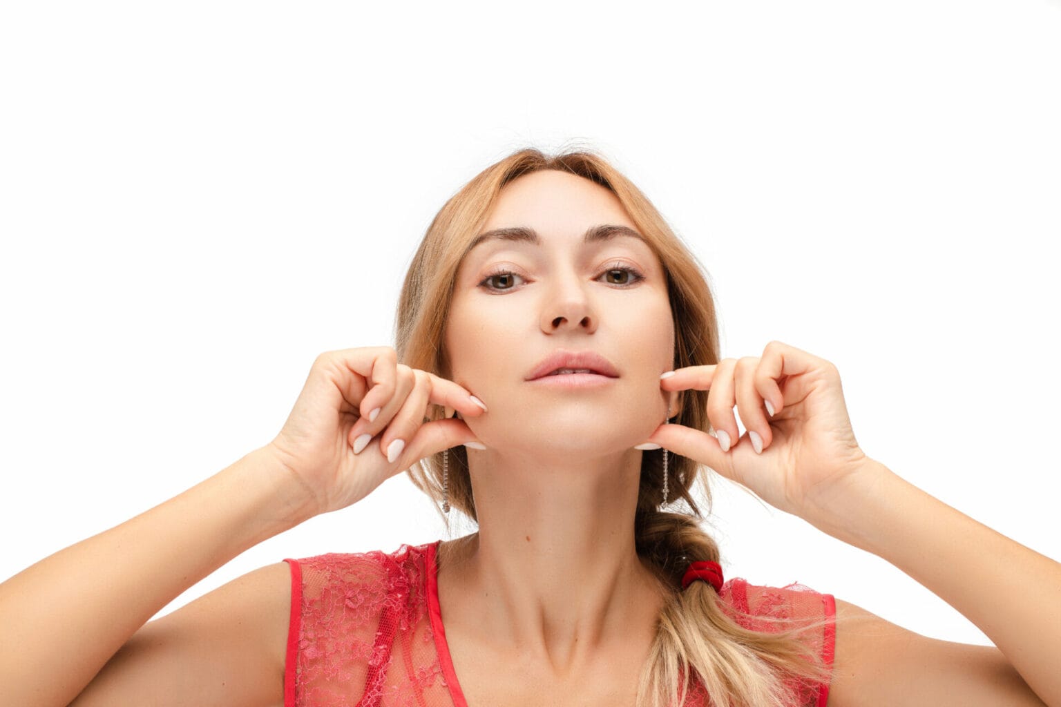 Frau bei Anti-Falten-Übungen