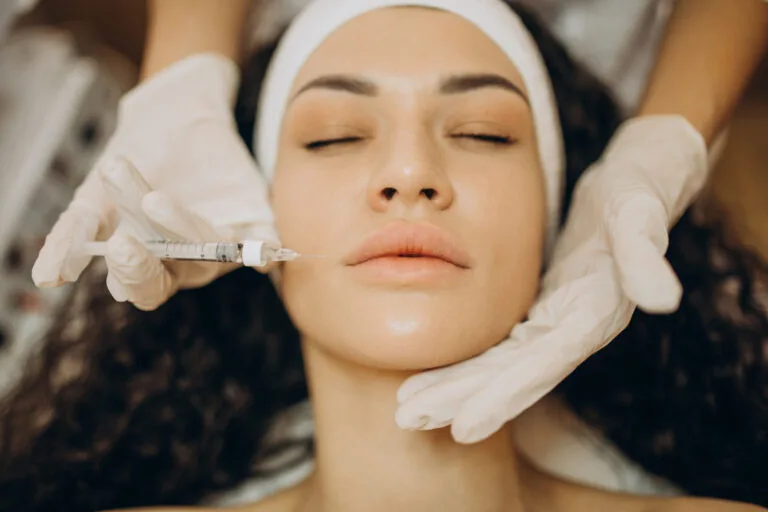 Eine junge Frau lässt sich in Wien eine Botox-Injektion verabreichen.